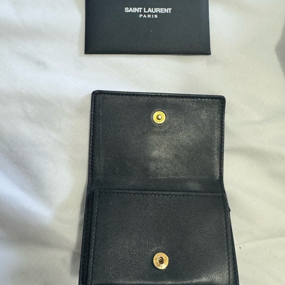 Yves Saint Laurent Black Wallet with Gold Logo - Picture 7 of 8